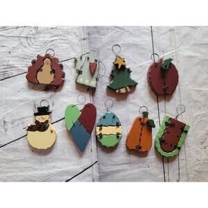 Assorted Rustic Country Style Wood Ornaments Mixed Lot of 9